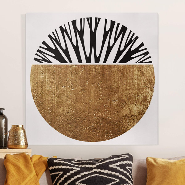 Perspections Leinwandbild Abstrakte Formen Goldener Kreis Wayfair De